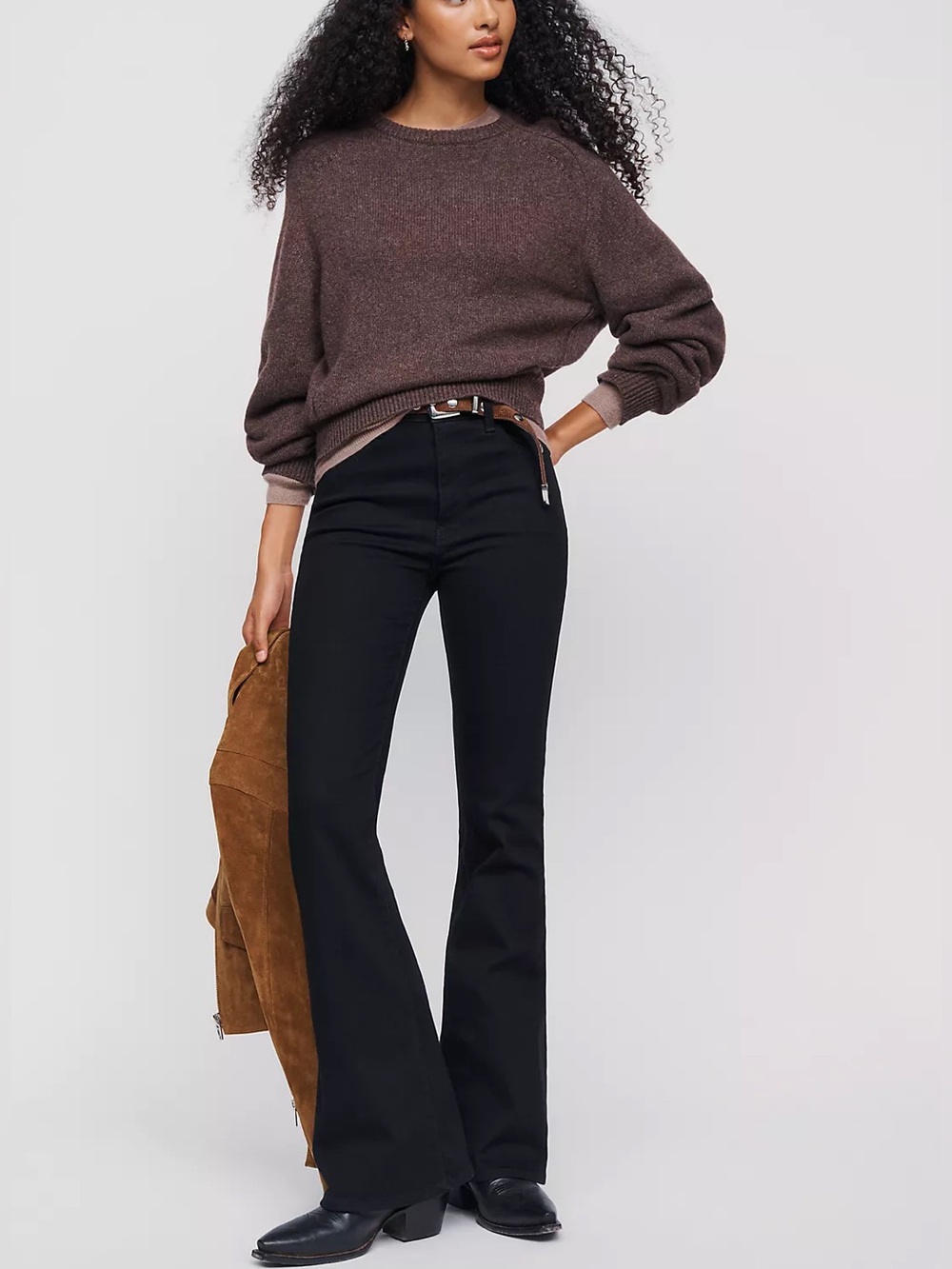 FRAME Le One Flare Jeans Size 1 High Rise Black Larsen Long Inseam 34